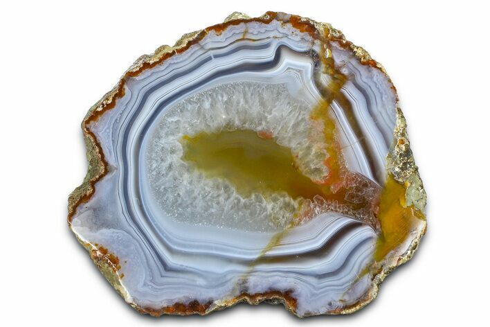 Polished Blue & Orange Banded Agate - Kerrouchen, Morocco #372680